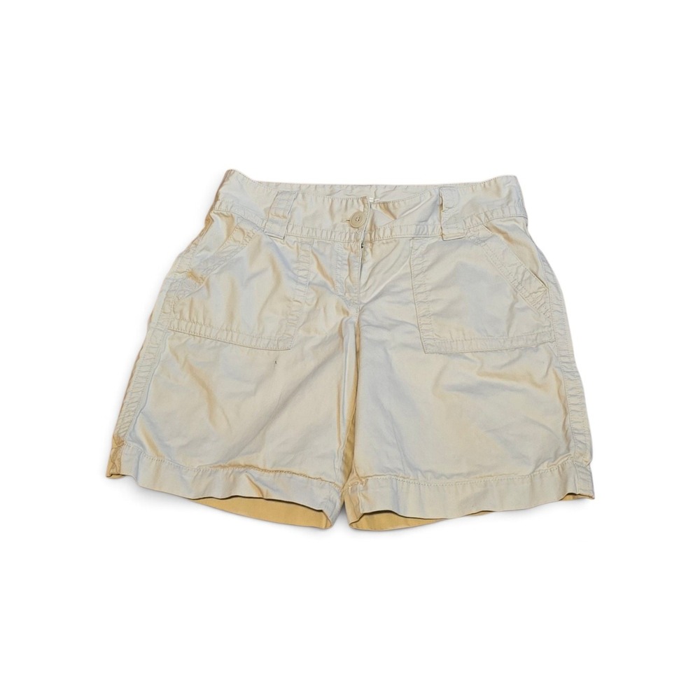 Ann Taylor LOFT Womens Khaki Tan Boyfriend Shorts Size 6 Cotton Cuffed Casual
